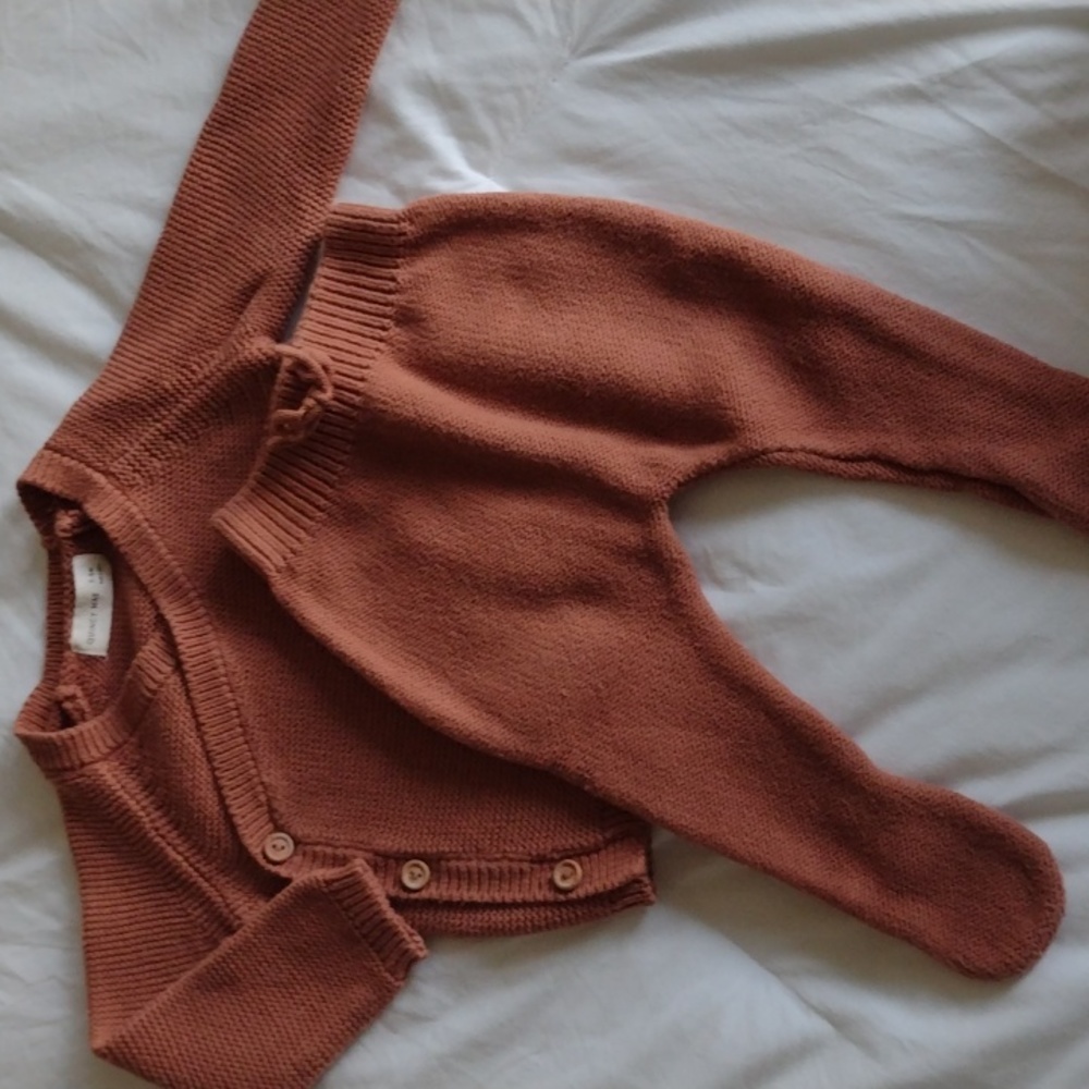 Quincy Mae Rust Sweater set 3-6m